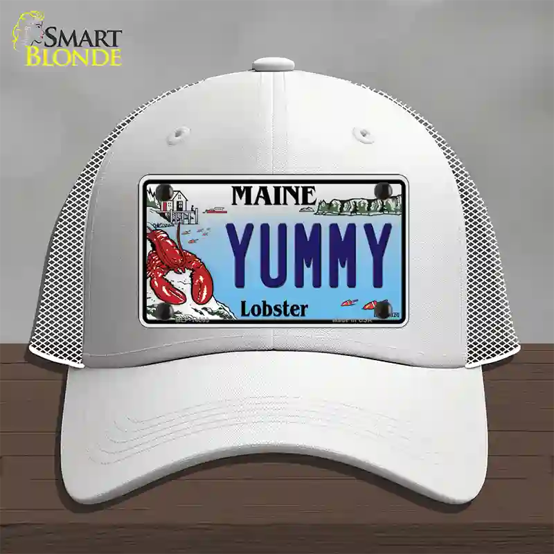 Yummy Maine Lobster Novelty License Plate Hat Mesh / White