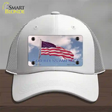 God Bless America Clouds Novelty License Plate Hat Mesh / White