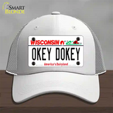 Okey Dokey Wisconsin State Background Novelty License Plate Hat Mesh / White