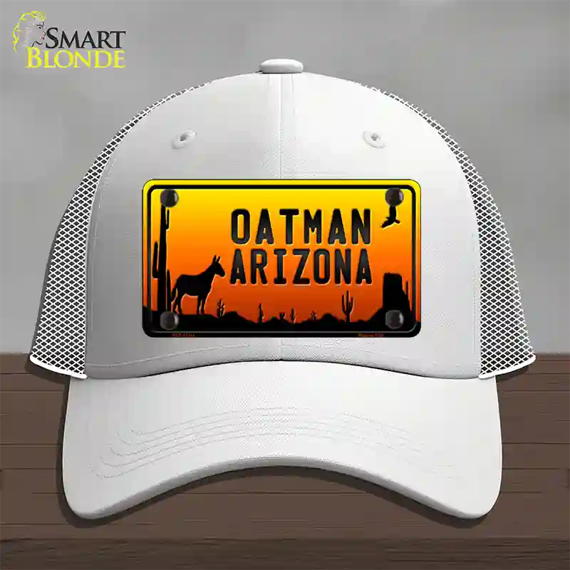 Oatman Arizona Scenic Background Novelty License Plate Hat Mesh / White