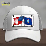 Guam Crossed US Flag Novelty License Plate Hat Mesh / White