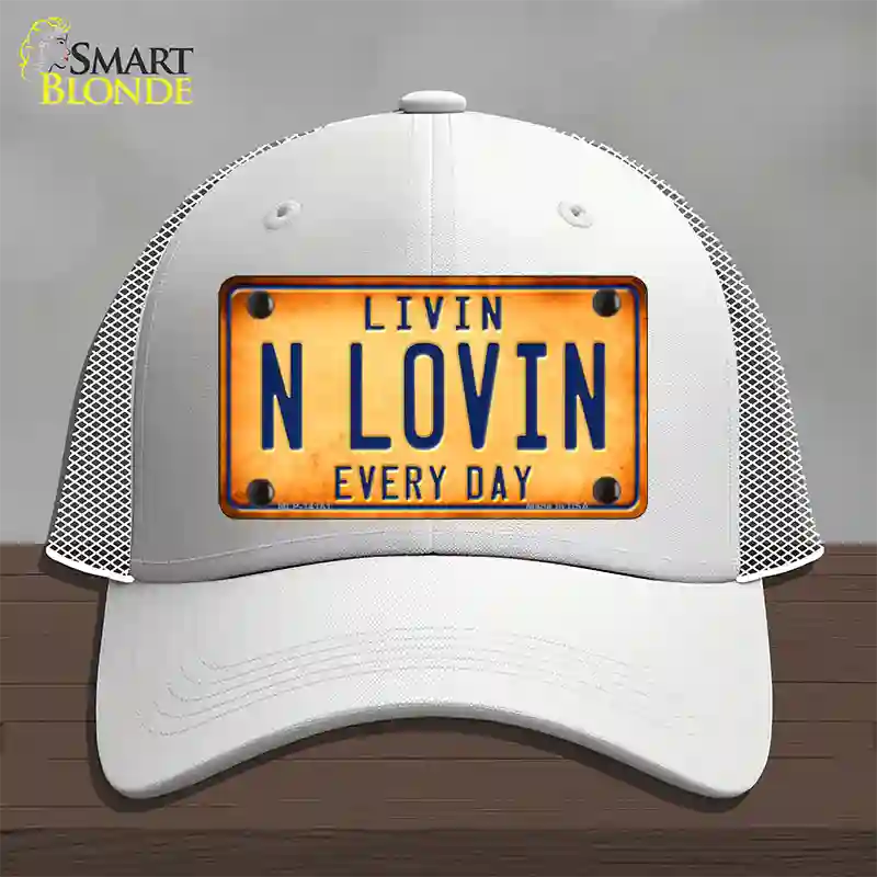 Livin N Lovin Everyday Novelty License Plate Hat Mesh / White