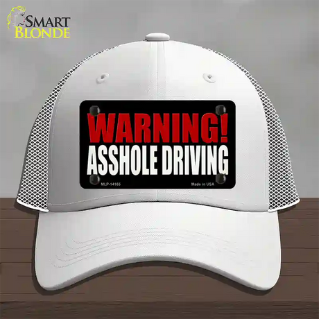 Warning Asshole Driving Novelty License Plate Hat Mesh / White