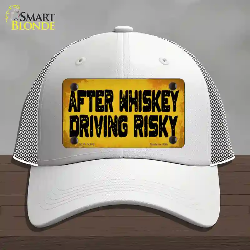 After Whiskey Driving Risky Novelty License Plate Hat Mesh / White