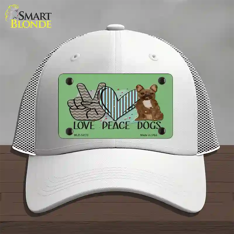 Peace Love Dogs Novelty License Plate Hat Mesh / White