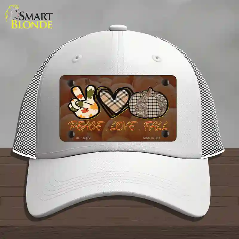 Peace Love Fall Novelty License Plate Hat Mesh / White