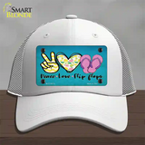 Peace Love Flip Flops Novelty License Plate Hat Mesh / White