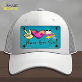 Peace Love Surf Novelty License Plate Hat Mesh / White