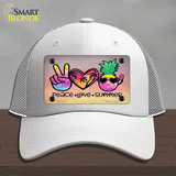 Peace Love Summer Novelty License Plate Hat Mesh / White