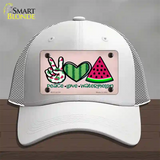 Peace Love Watermelon Novelty License Plate Hat Mesh / White