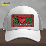 Peace Love Joy Novelty License Plate Hat Mesh / White