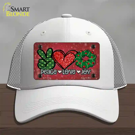 Peace Love Joy Novelty License Plate Hat Mesh / White