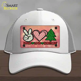 Peace Love Christmas Novelty License Plate Hat Mesh / White