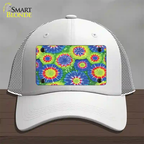 Blue Green Tie-Dye Novelty License Plate Hat Mesh / White