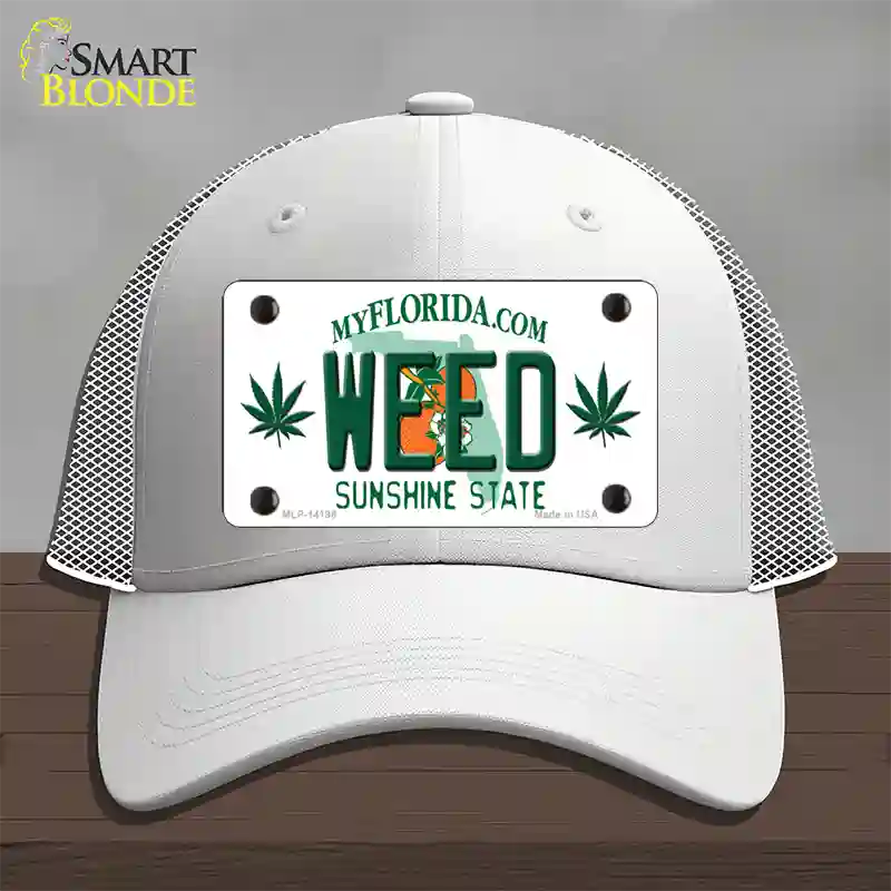 Weed Florida Novelty License Plate Hat Mesh / White