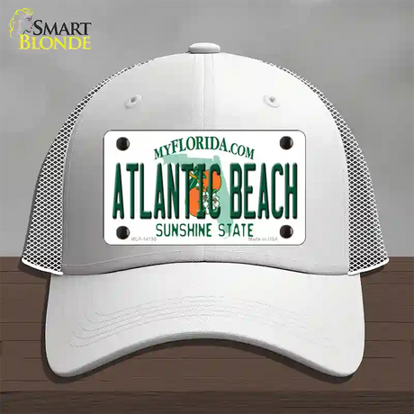 Atlantic Beach Florida Novelty License Plate Hat Mesh / White