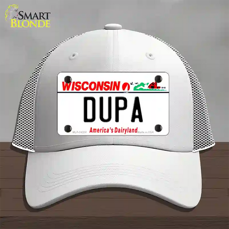 Dupa Wisconsin Novelty License Plate Hat Mesh / White