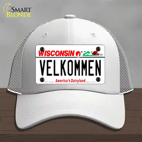 Velkommen Wisconsin Novelty License Plate Hat Mesh / White