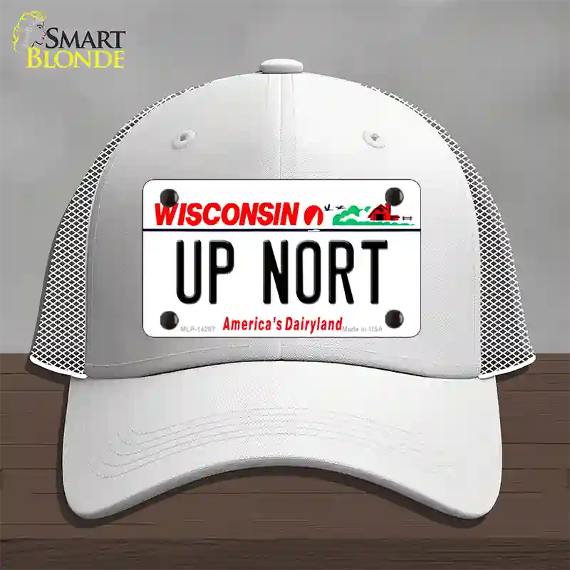 Up Nort Wisconsin Novelty License Plate Hat Mesh / White