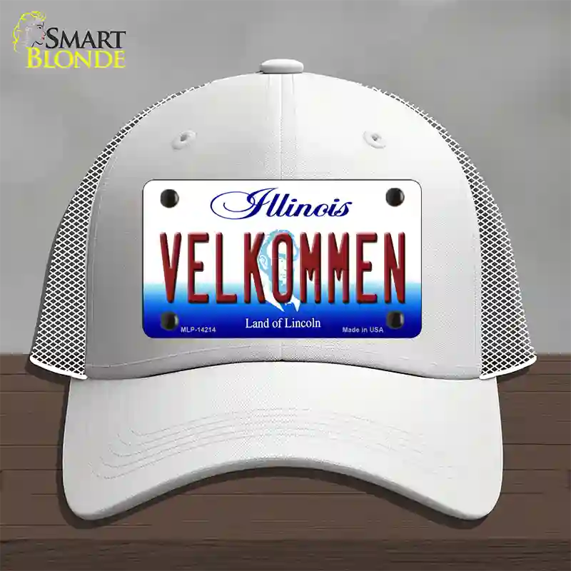 Velkommen Illinois Novelty License Plate Hat Mesh / White