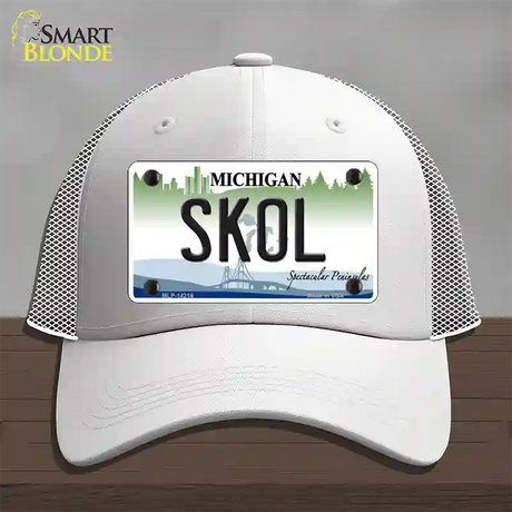 Skol Michigan Novelty License Plate Hat Mesh / White