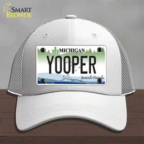 Yooper Michigan Novelty License Plate Hat Mesh / White