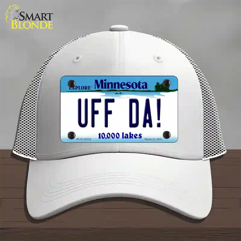 Uff Da Minnesota Novelty License Plate Hat Mesh / White