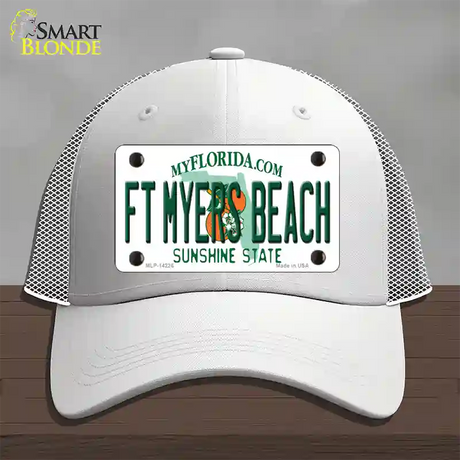 Florida FT Myers Beach Novelty License Plate Hat Mesh / White