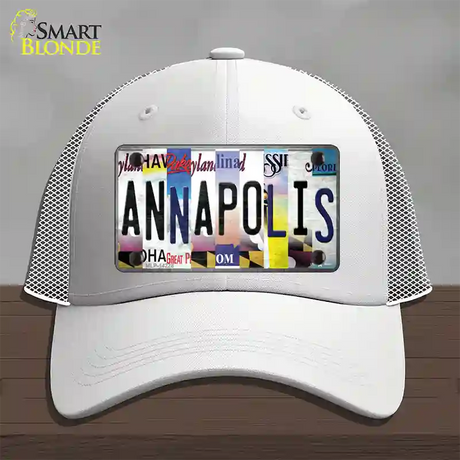 Annapolis Strip Art Novelty License Plate Hat Mesh / White