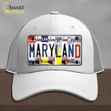 Maryland Strip Art Novelty License Plate Hat Mesh / White