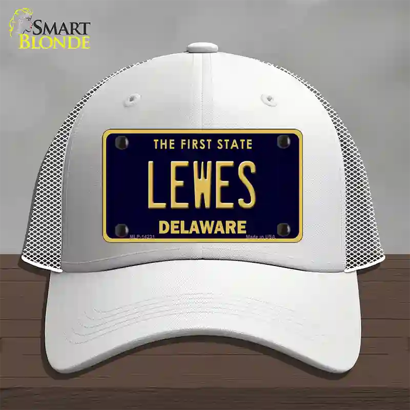 Lewes Delaware Novelty License Plate Hat Mesh / White