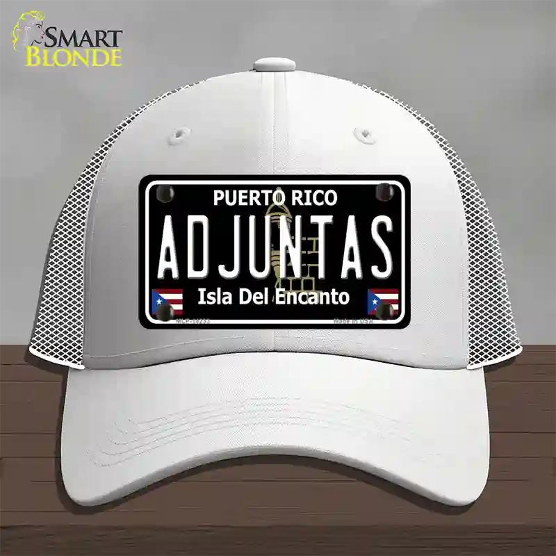 Adjuntas Puerto Rico Black Novelty License Plate Hat Mesh / White