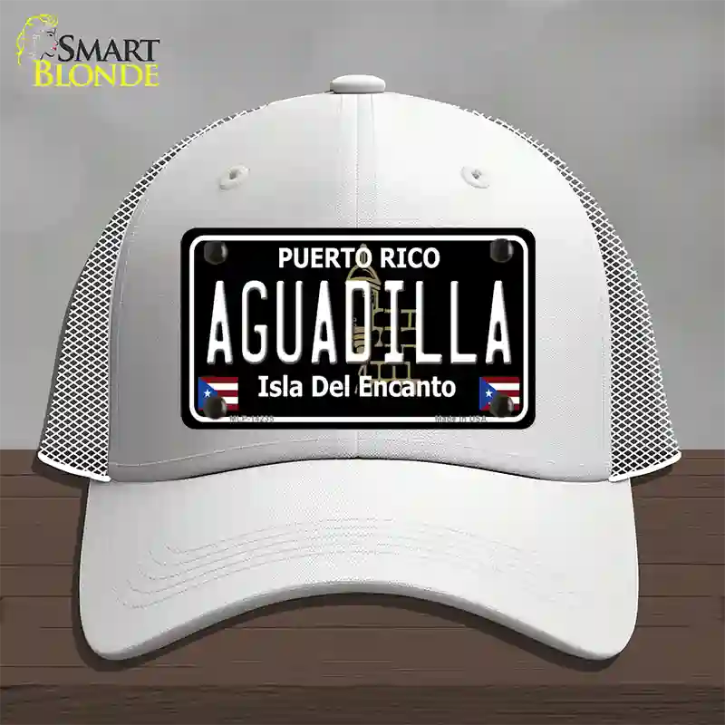 Aguadilla Puerto Rico Black Novelty License Plate Hat Mesh / White