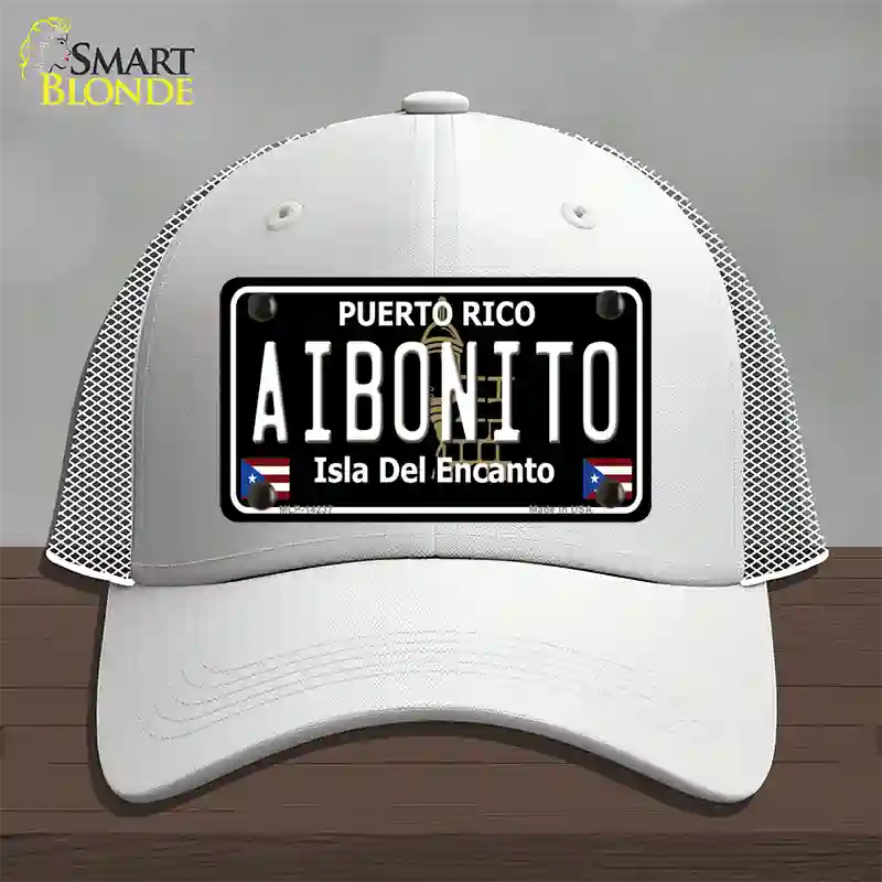 Aibonito Puerto Rico Black Novelty License Plate Hat Mesh / White