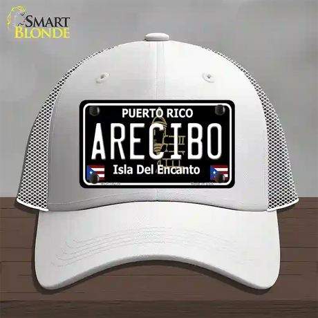 Arecibo Puerto Rico Black Novelty License Plate Hat Mesh / White