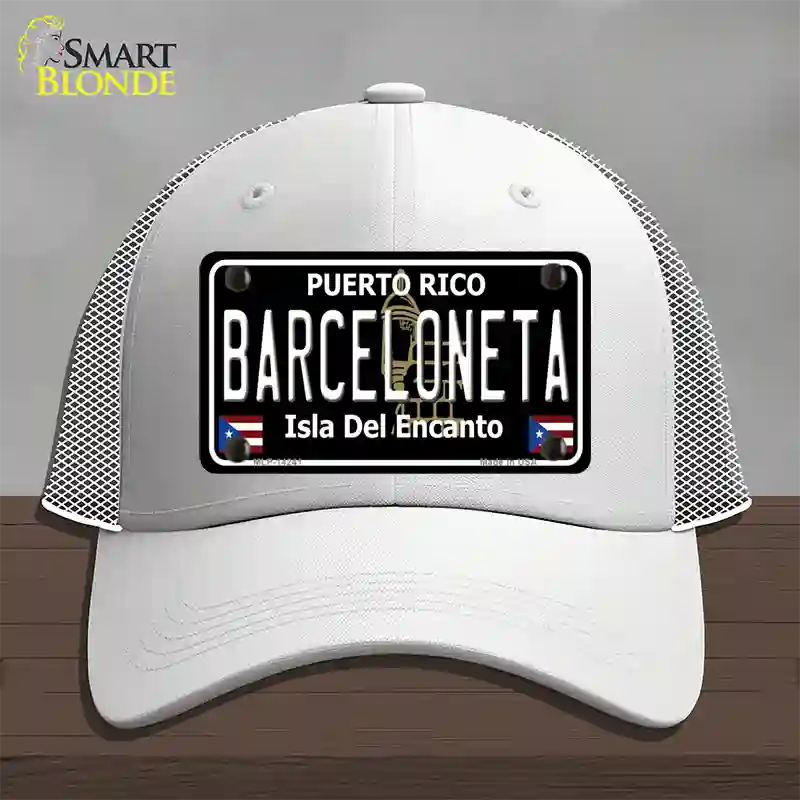 Barceloneta Puerto Rico Black Novelty License Plate Hat Mesh / White