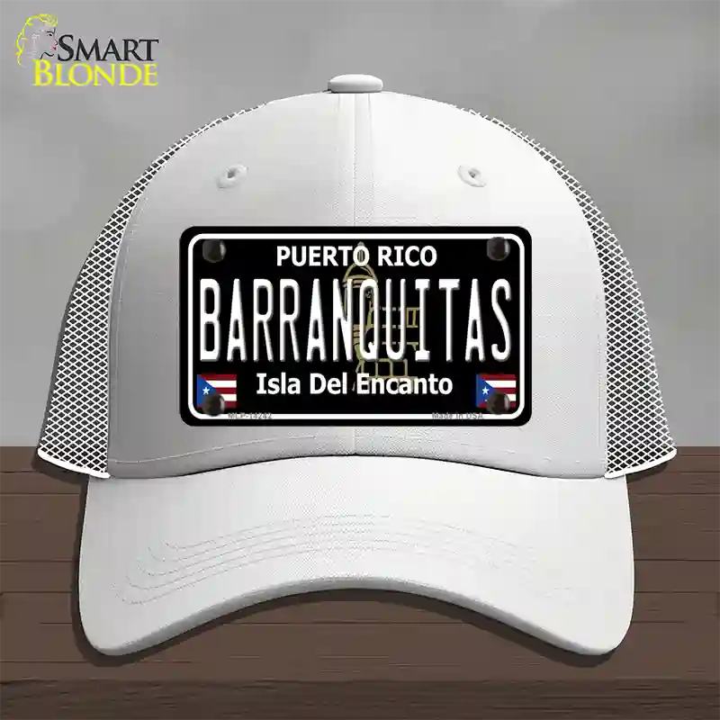 Barranquitas Puerto Rico Black Novelty License Plate Hat Mesh / White