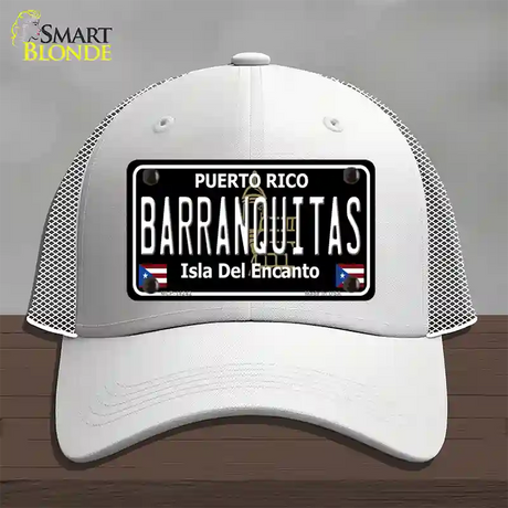 Barranquitas Puerto Rico Black Novelty License Plate Hat Mesh / White