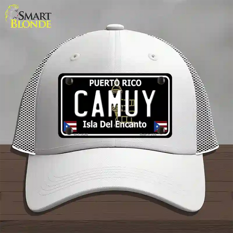 Camuy Puerto Rico Black Novelty License Plate Hat Mesh / White