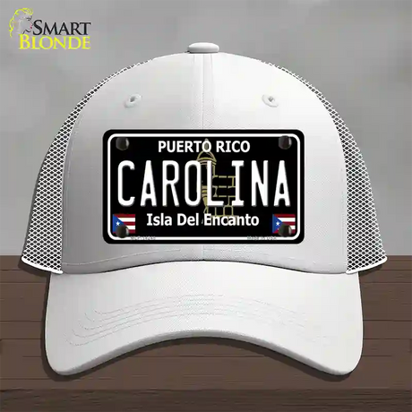 Carolina Puerto Rico Black Novelty License Plate Hat Mesh / White