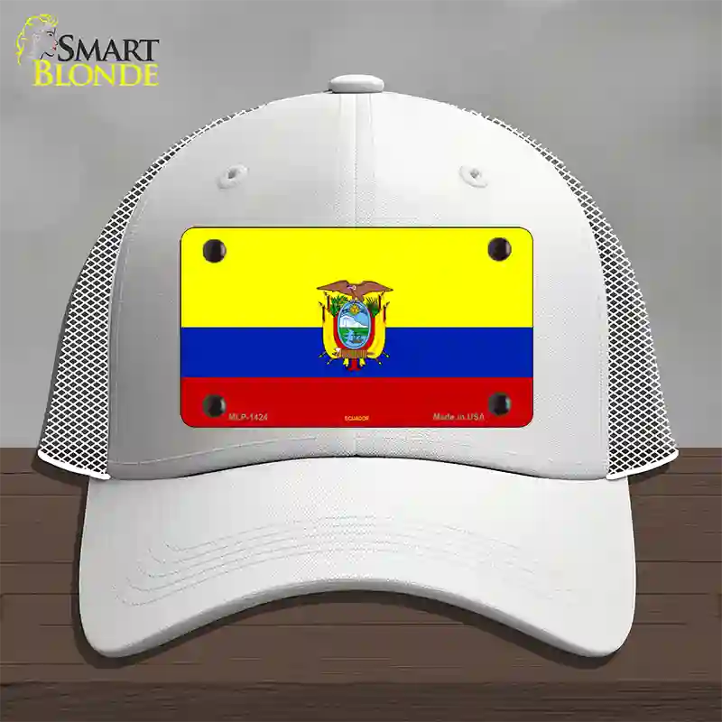 Ecuador Flag Novelty License Plate Hat Mesh / White