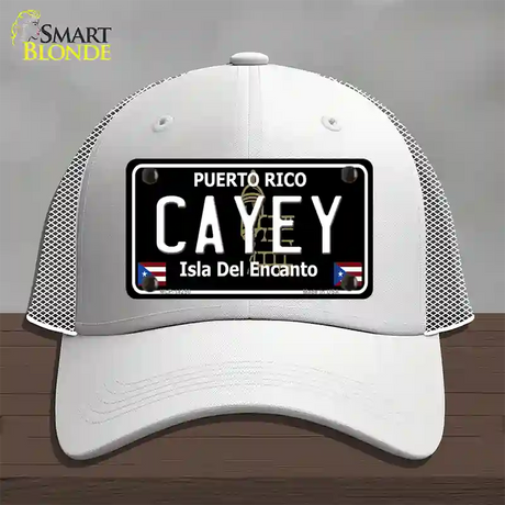 Cayey Puerto Rico Black Novelty License Plate Hat Mesh / White