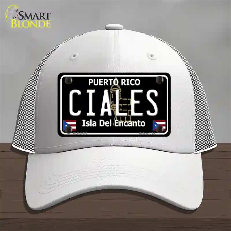 Ciales Puerto Rico Black Novelty License Plate Hat Mesh / White