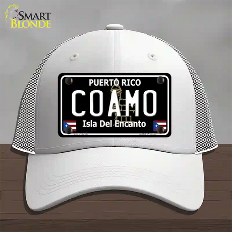 Coamo Puerto Rico Black Novelty License Plate Hat Mesh / White