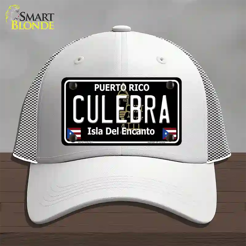 Culebra Puerto Rico Black Novelty License Plate Hat Mesh / White