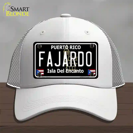 Fajardo Puerto Rico Black Novelty License Plate Hat Mesh / White