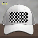 Waving Checkered Flag Novelty License Plate Hat Mesh / White