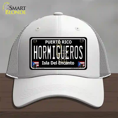 Hormigueros Puerto Rico Black Novelty License Plate Hat Mesh / White