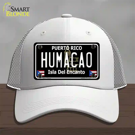 Humacao Puerto Rico Black Novelty License Plate Hat Mesh / White