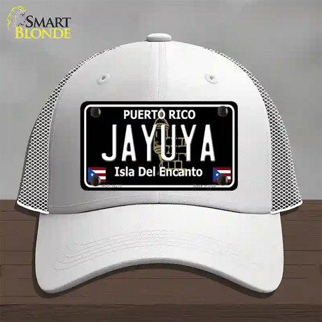 Jayuya Puerto Rico Black Novelty License Plate Hat Mesh / White